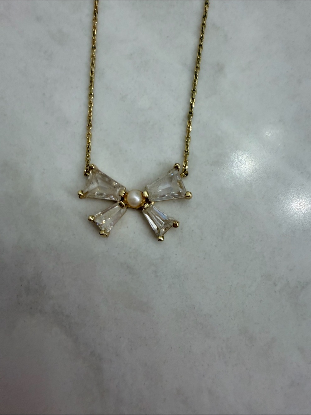 Kendra Scott Delicate Gold Bow Necklace with Pearl Accent